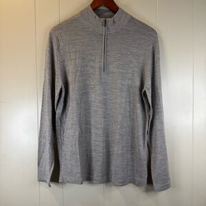 Patrick Assaraf NWT Pullover 1/2 Zip Sweater Size M Medium in Gray 100% Wool